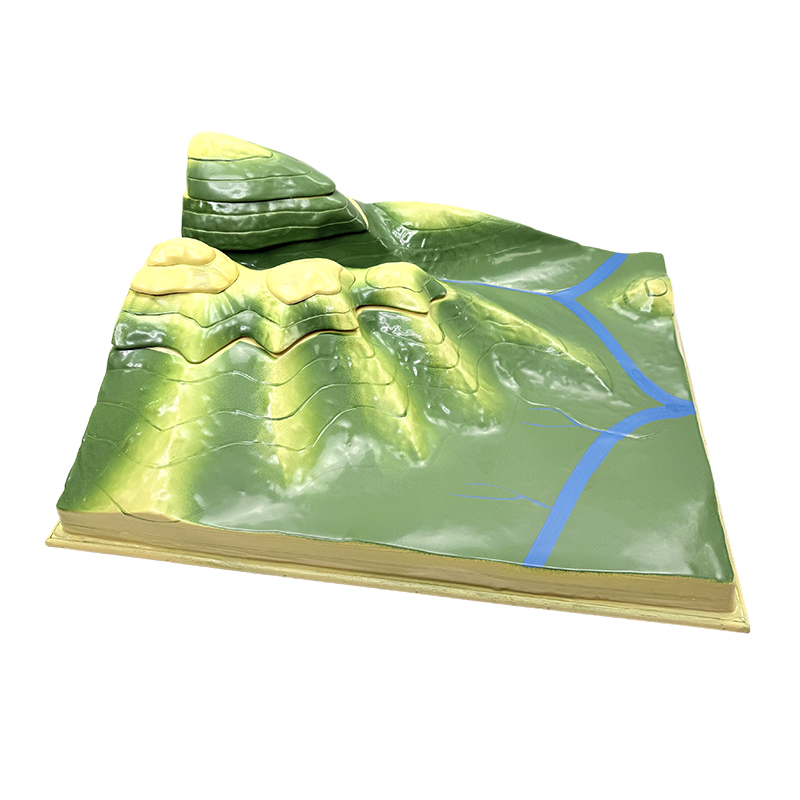 Modelo de linha de contorno removível de relevo rochoso sedimentar para aprendizagem de geografia