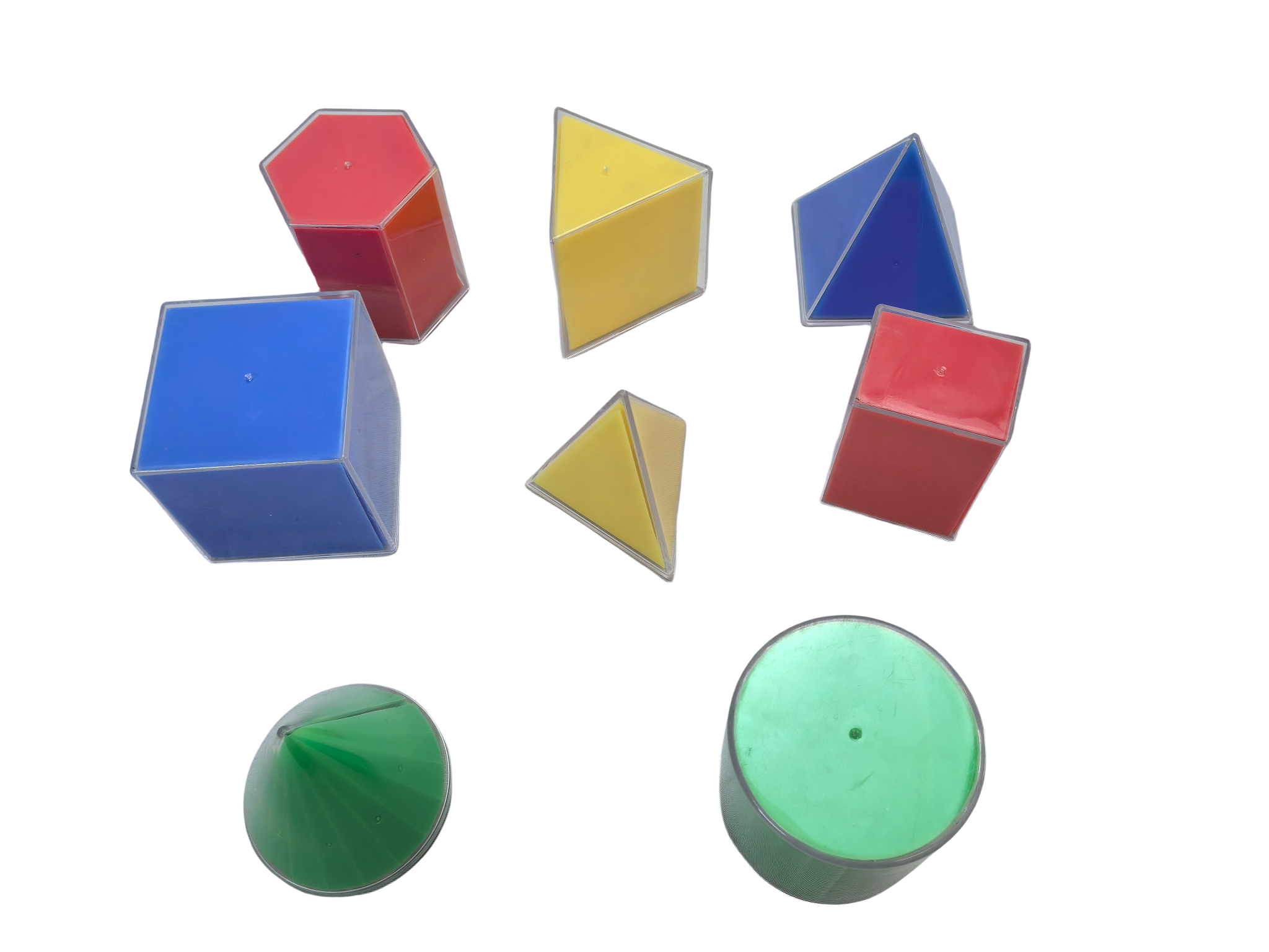 Conjunto de 8 peças de geometria tridimensional modelo decomponível auxiliares de ensino de matemática para escola primária