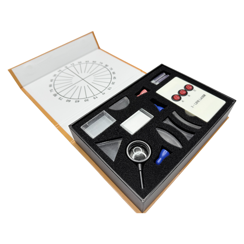 Kit óptico físico equipamento de laboratório conjunto de prisma de lente convexa côncava óptica caixa de teste óptico