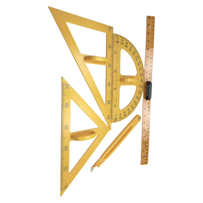Medição de curso de matemática escolar, instrumento grande, régua triangular, conjunto de régua de ensino de geometria plástica